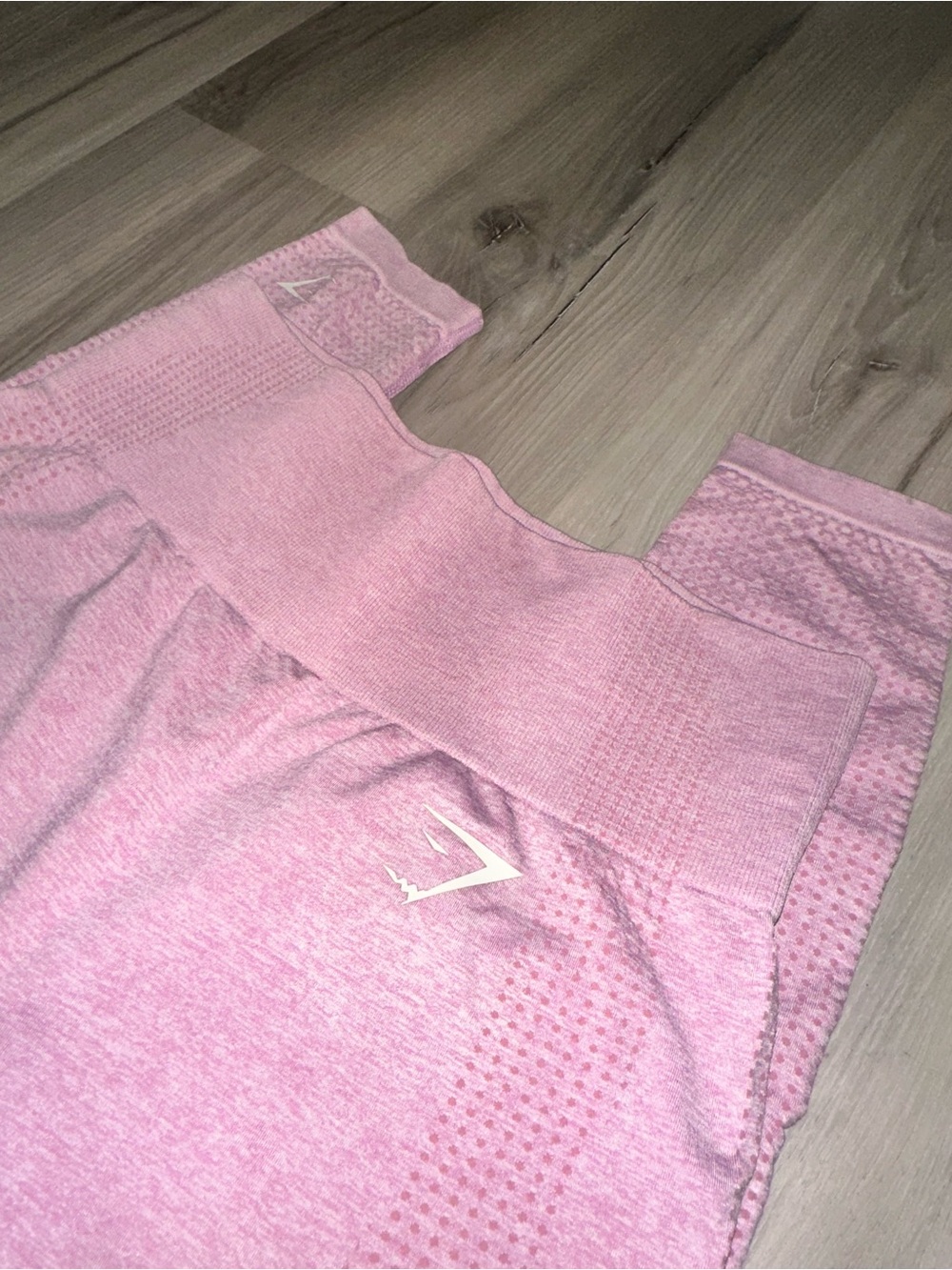 Gymshark Light Pink Seamless Leggings with White Logo